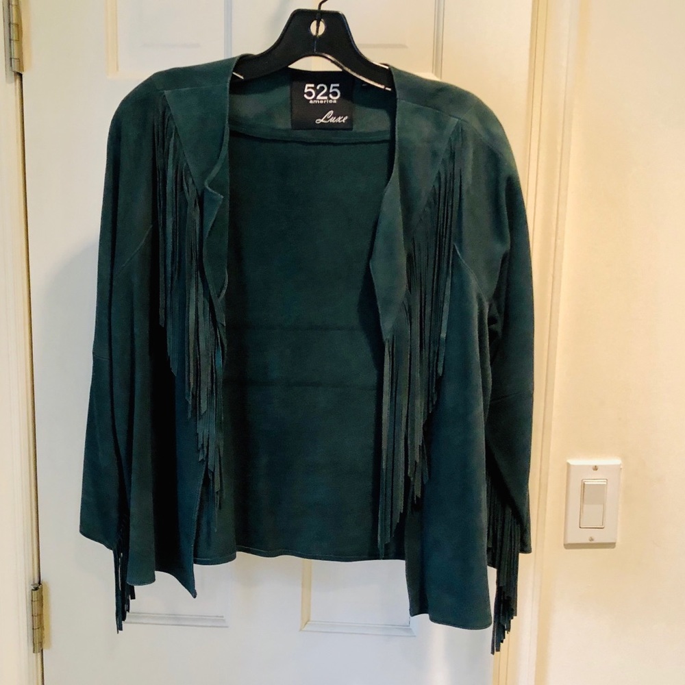 525 America Green Suede Jacket with Fringe